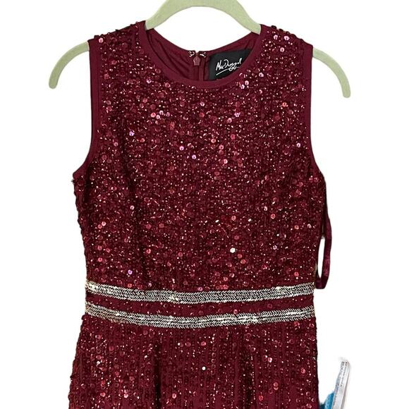 Mac Duggal Size 2 NEW Sleeveless Beaded Midi Sheath Dress 10509 Burgundy NWT - Picture 6 of 9